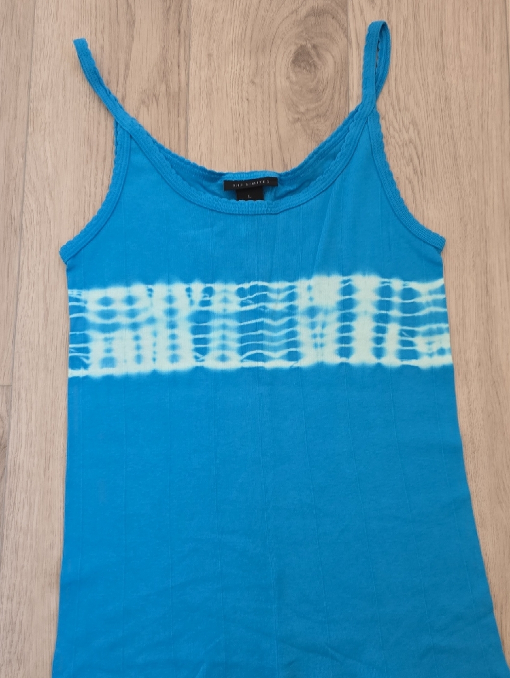 The Limited Turquoise and White Tie-Dye Ribbed Tank